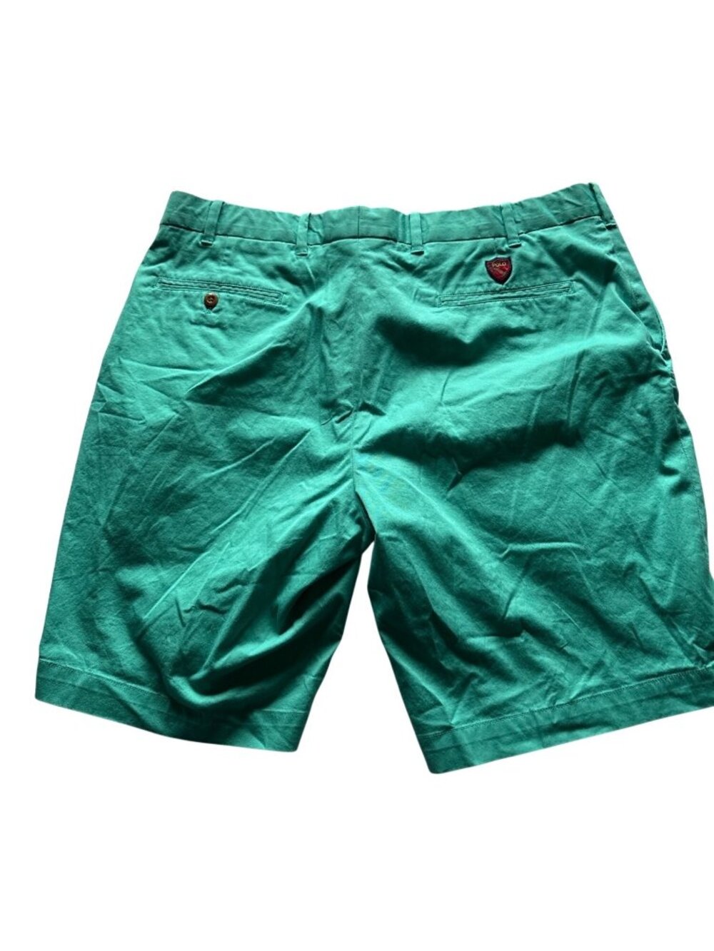 Vintage Polo Ralph Lauren Mens Green Cotton Twill Stretch Shorts Size 38 Y2K